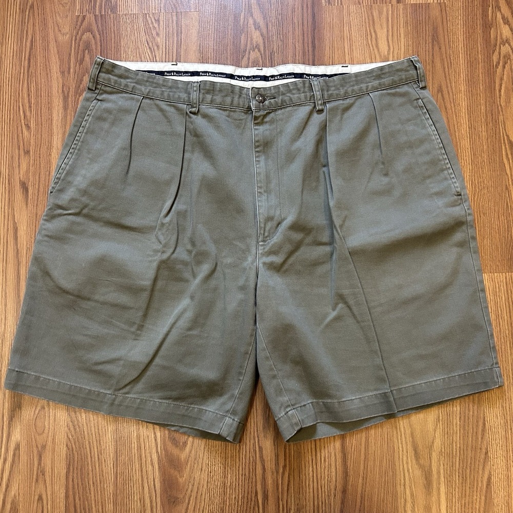 VTG Polo Ralph Lauren Tyler Short Men's 42 Olive Green Double Pleated Preppy